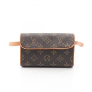 LOUIS VUITTON Authentic Brown Monogram Leather Pochette Fanny Pack